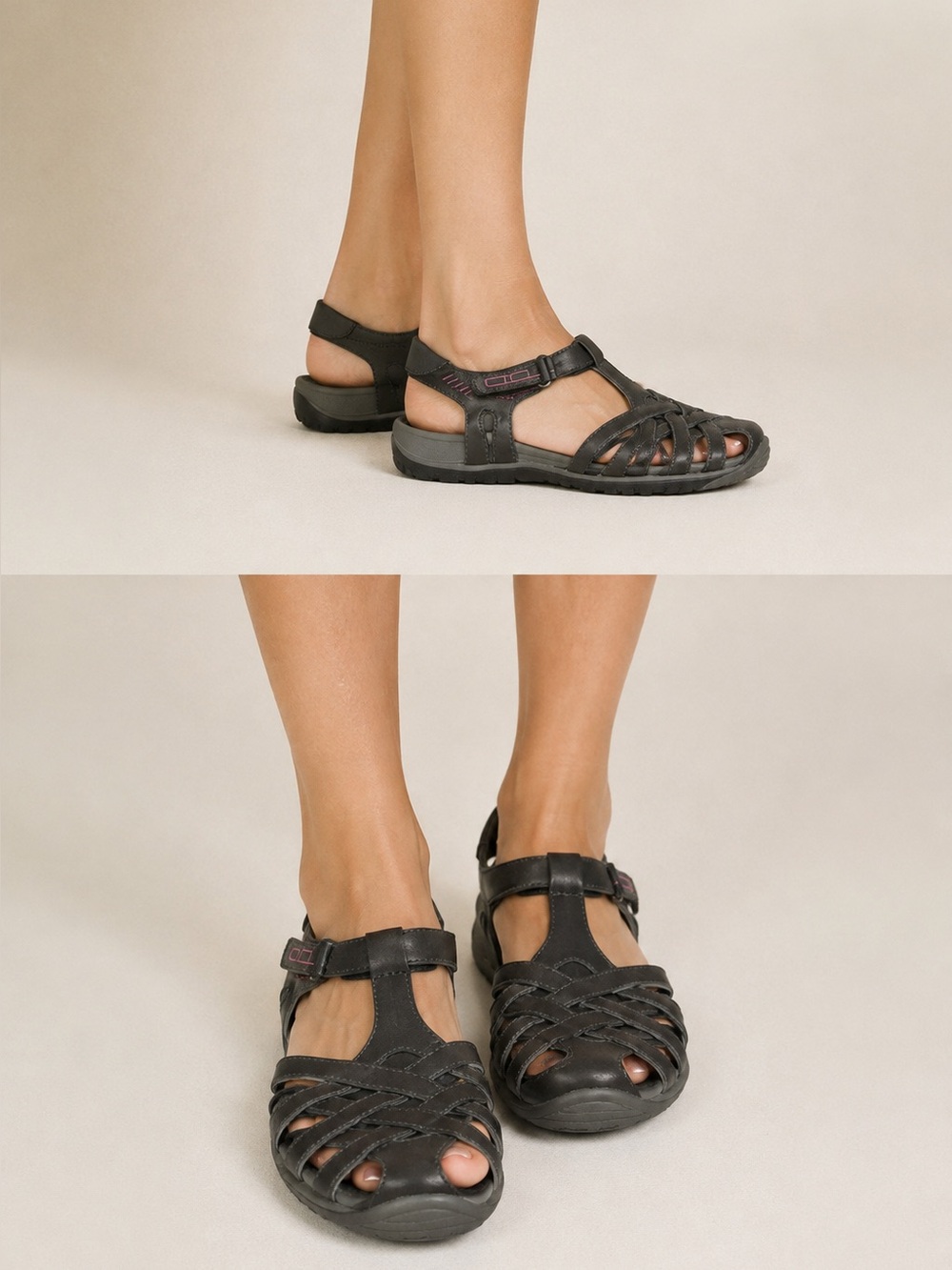 Zibu Sandals Womens 6,5 M Beena Hiking Comfort Strappy Grey Faux Leather Lace Up